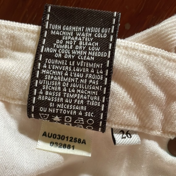 7 For All Mankind Ivory Corduroy Skinny Leg Jeans size 26 - Picture 9 of 13